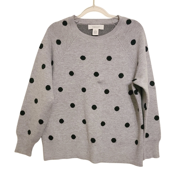 Workshop | Women's Gray and Black Polka Dot Crewneck Sweater (Size XL) - Picture 1 of 10